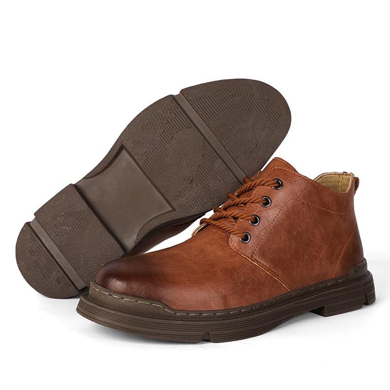 WAERTA Brand New Men Boots Vintage Work Ankle Boots Fashion Lace-Up Casual Handmade Quality Casual Leather Shoes British Styl