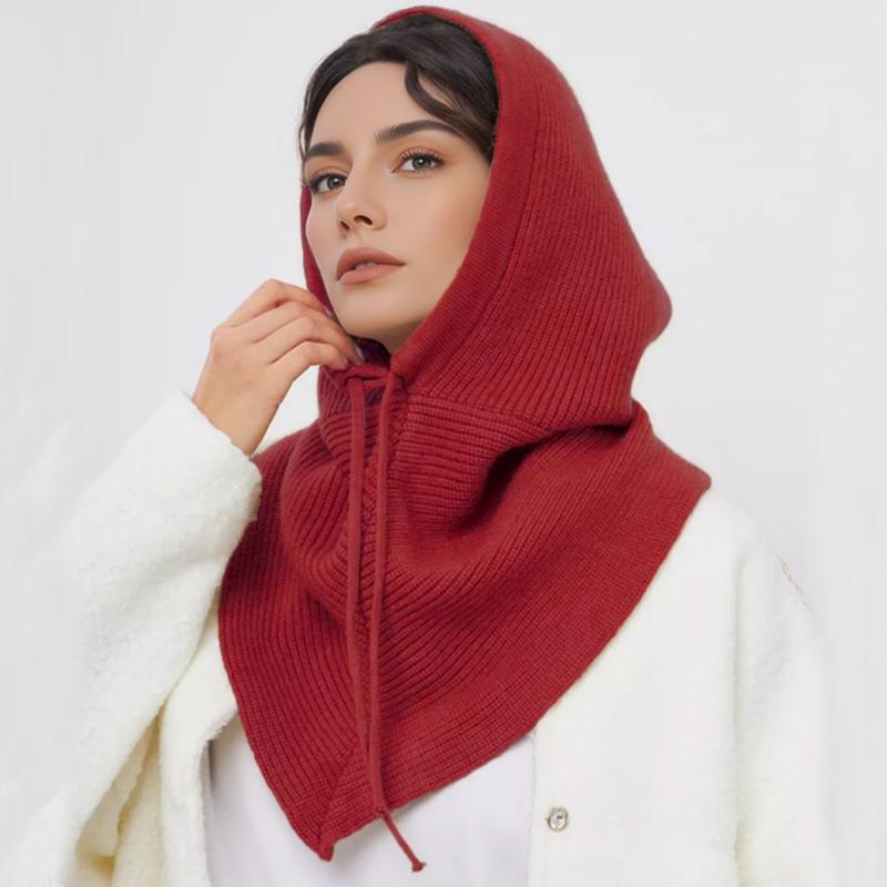 New Solid Color Simple Knitted Scarf Hat, Scarf, One-piece Dual-purpose Drawstring Method Hat To Keep Men and Women Warm In Autumn and Winter