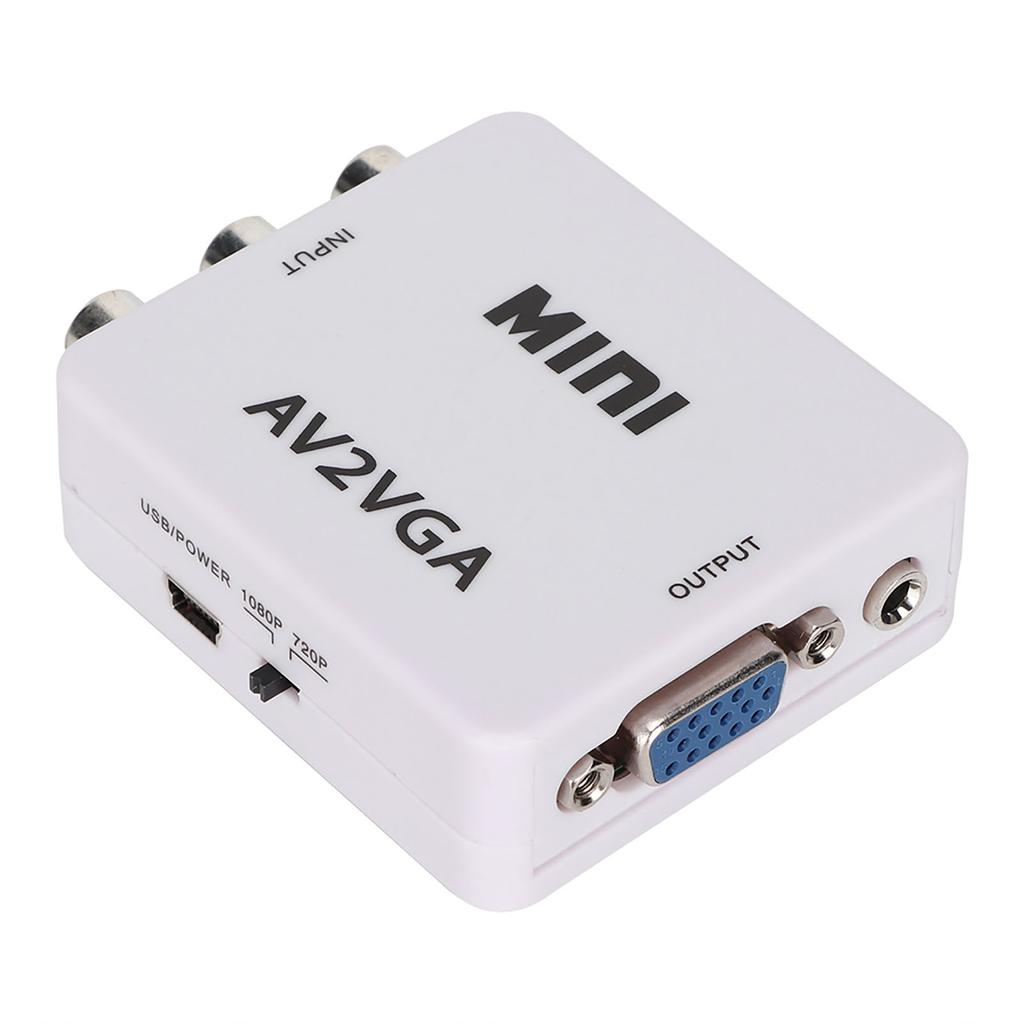 Мини-адаптер Composite AV в VGA 480P, ТВ-приставка, Аудио-видео конвертер (белый)