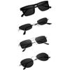 Sheomy Unisex Combo Offer Pack of 4 Shades Glasses Pathan Sunglasses Rectangle Retro Vintage Narrow Women::Men Small Narrow Square Sun Glasses