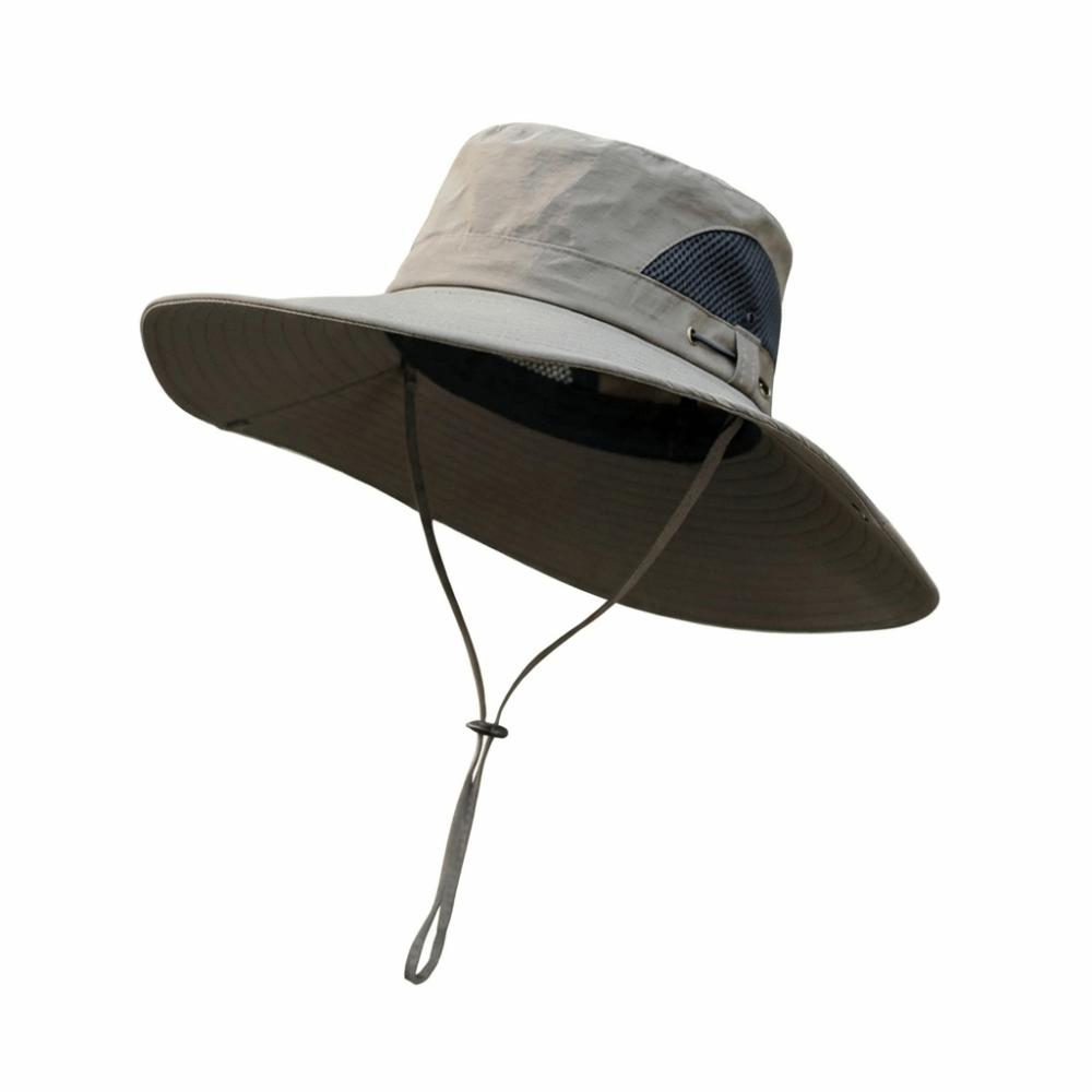 Men Foldable Large Brim Sun Hat Polyester Breathable Fisherman Hat Solid Color Shade Cap UV Protection Hat Hiking