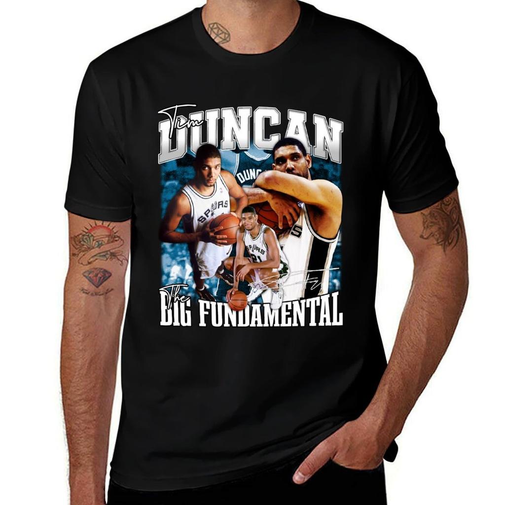 Vintage Tim Duncan The Big Fundamental Basketball Legend Signature Retro 80s 90s Bootleg Rap Style Tshirt