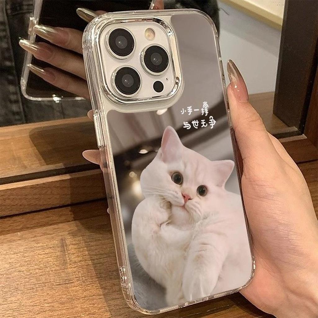 Mirror Phone Case Cute Kitten for Anti-fall Phone Case for Apple Cooling for IPhone Phone Case