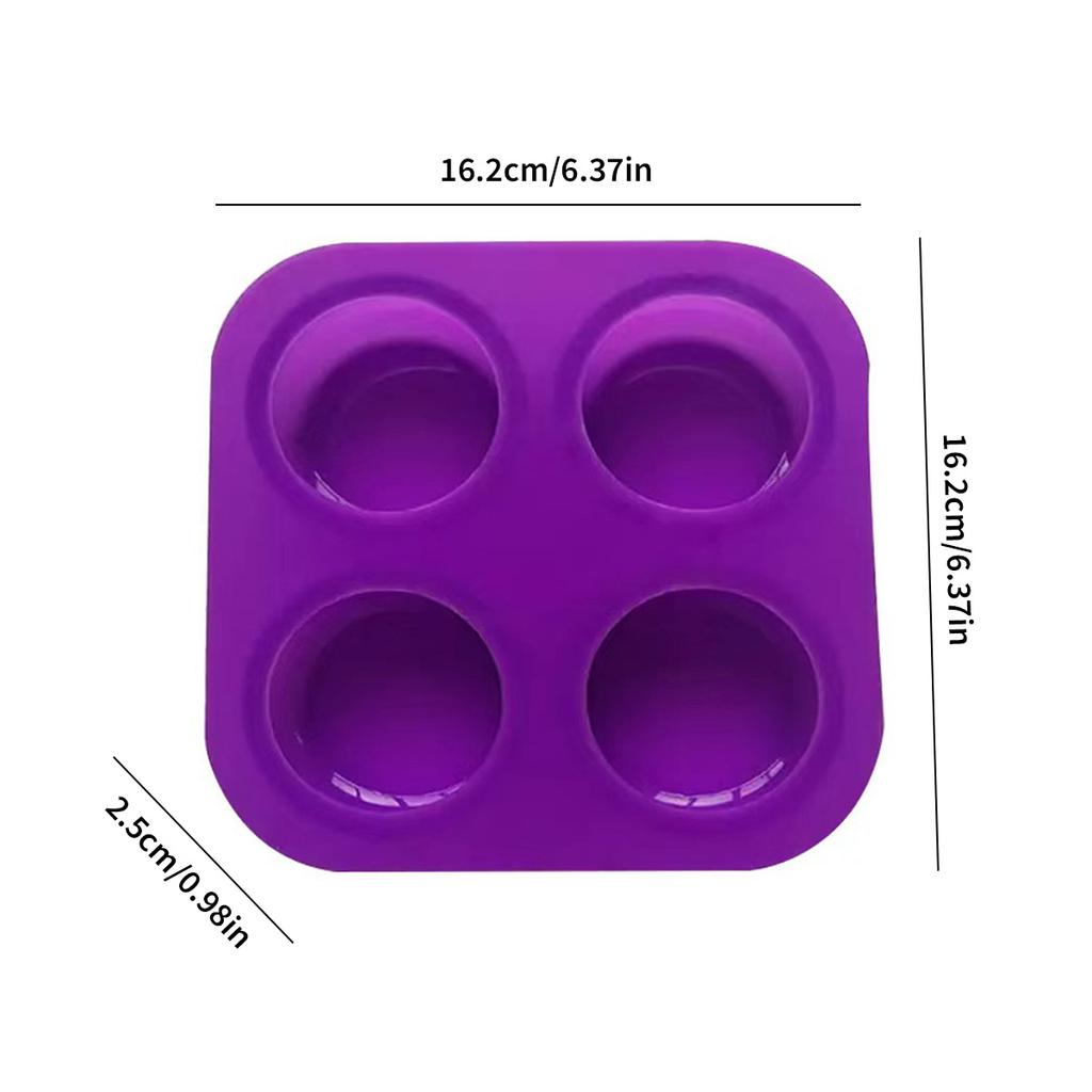 Silicone mold with 4 cavities for making round hedgehogs, cement or plaster stones for mandala dot painting