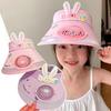 Детская шляпа с солнцезащитным козырьком, дышащая летняя шляпа с широкими полями, защита от ультрафиолета, легкая шляпа для малышей с рисунком кролика