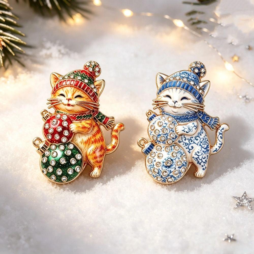 Enamel Rhinestone Brooch Dog Christmas Crystal Pins Fashion Xmas Jewelry Party