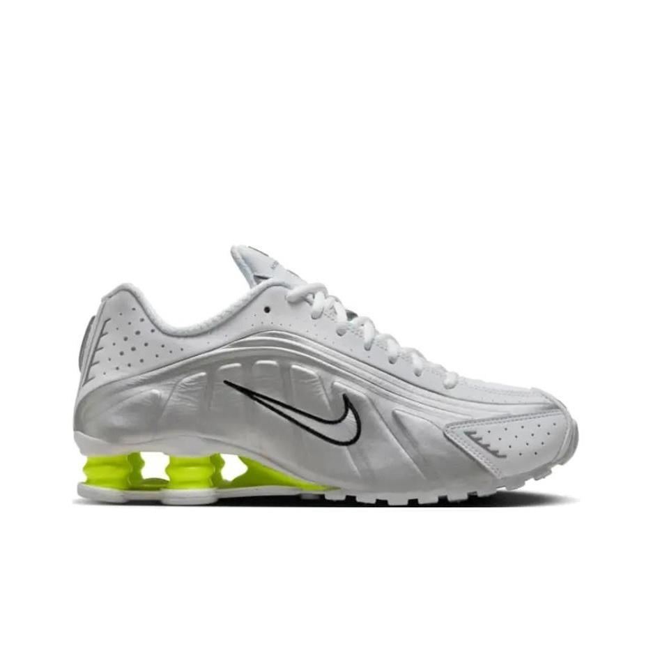 Nike Shox R4 белые металлические серебристые женские кроссовки Volt AR3565-102