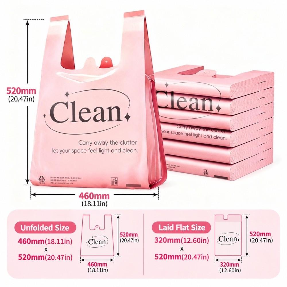50Pcs Pull-Tear Printed Trash Bags Thickened Vest Bags New Garbage Bags Kitchen