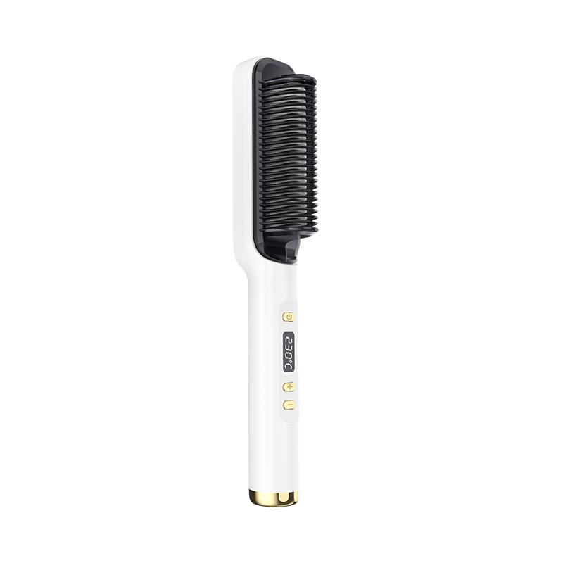 LCD Display Hair Straightening Brush Dual-use for Straight and Curly Hair Lazy Household Styling Curling Brush