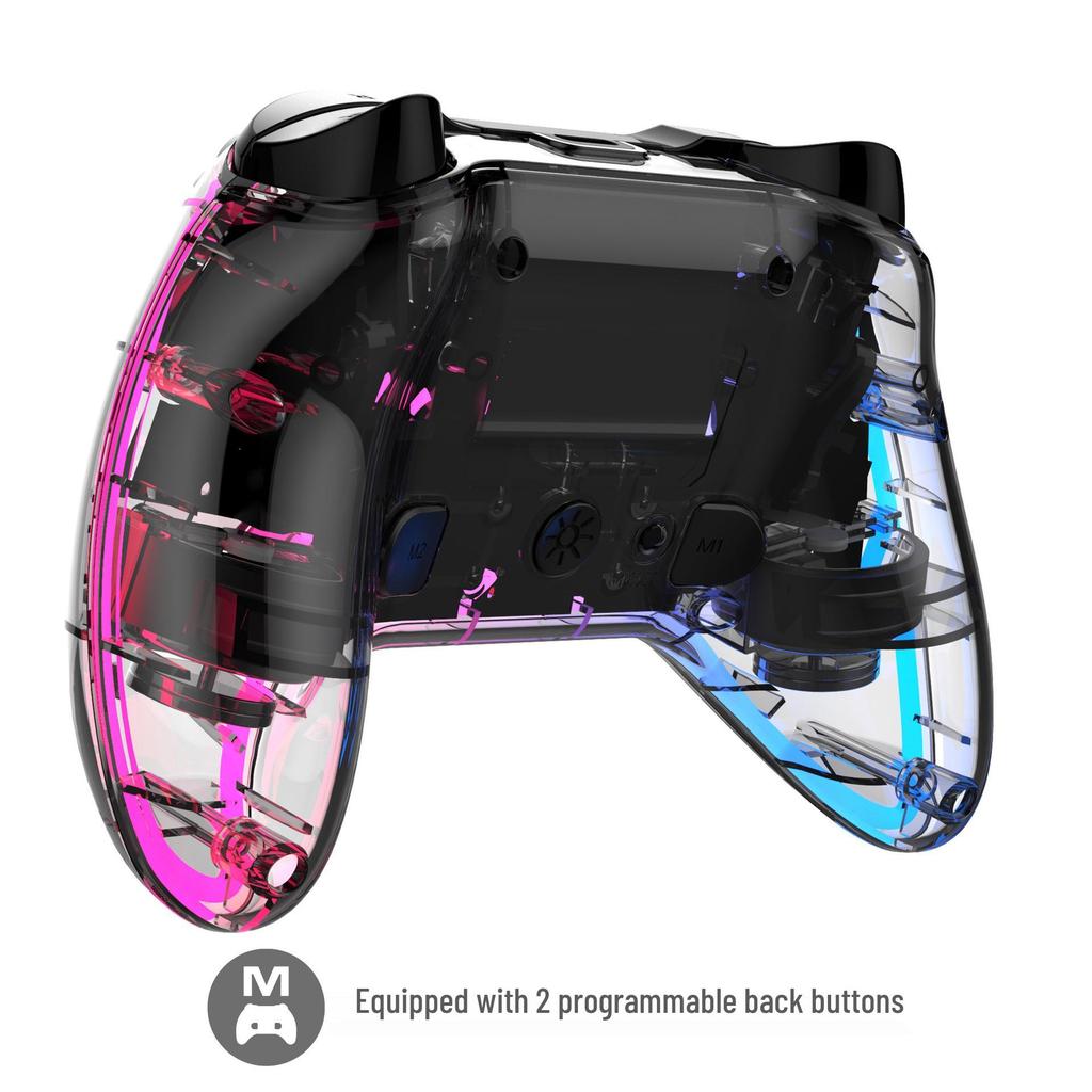 Беспроводной игровой контроллер NS/NS2 с неоновой RGB-подсветкой, функцией Rapid Fire, вибрацией, шестиосевым гироскопом и совместимостью с оригинальными кнопками