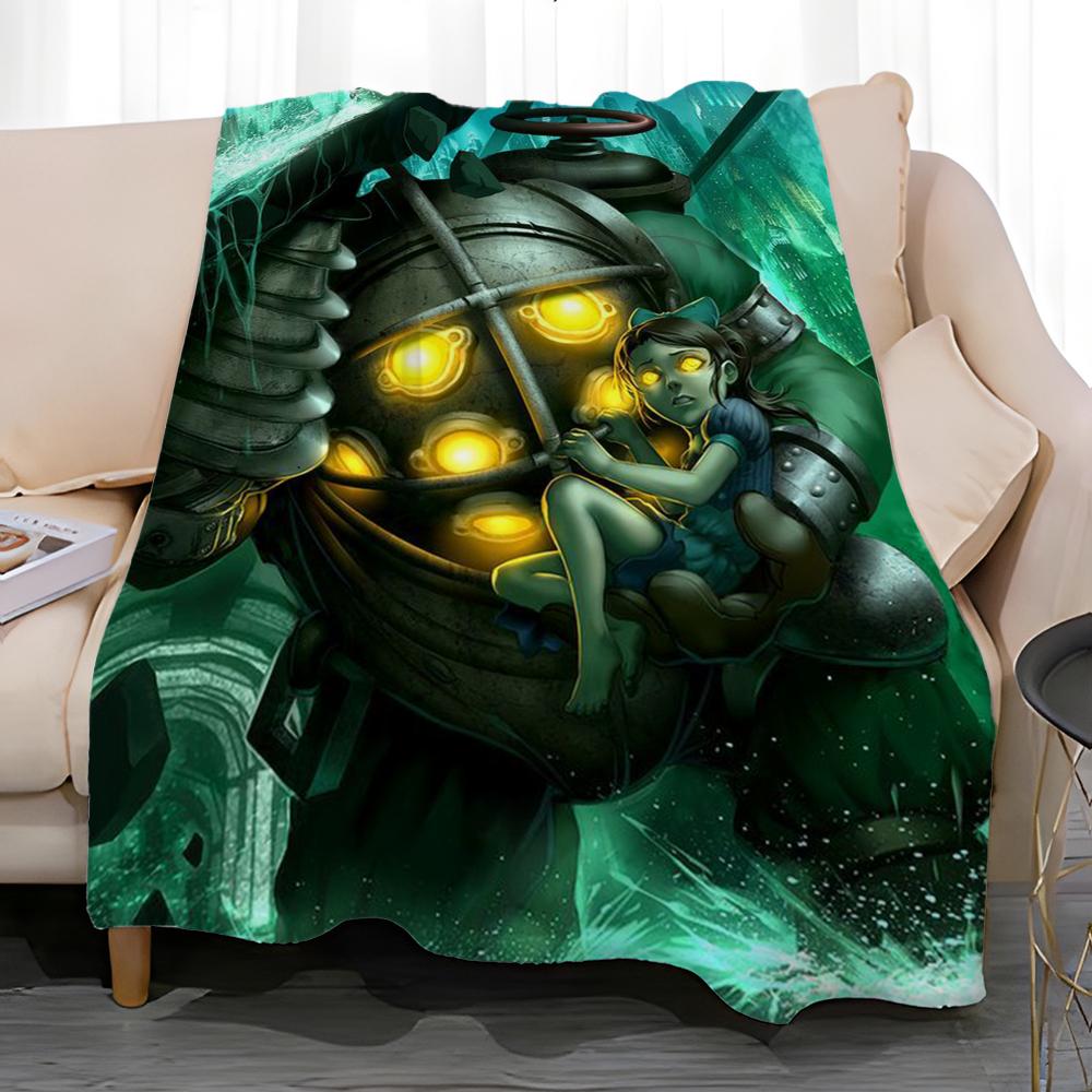 game derivative Bioshock Rapture Throw Soft Coral Fleece Blanket 310gsm Fluffy Warm Throw for Sofa Bed Couch Bedroom Decor
