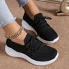 Fashion Hot Sale Breathable Knit Platform Sneakers Women's Stylish Black Lace - Up Casual Sports Shoes