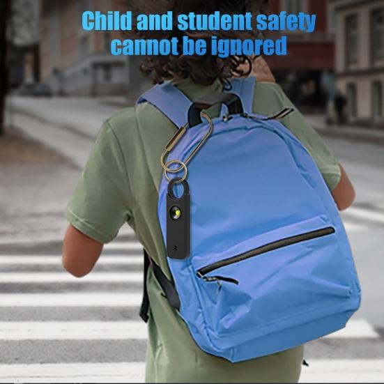 Женская личная сигнализация безопасности 135 дБ громкий звук Type-C перезаряжаемый портативный брелок с вытяжным кольцом и стробоскопом