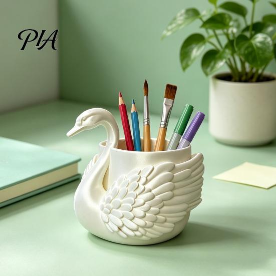 Professional Office Accessories Elegant Swan Pen Holder, Durable PLA Pencil Organizer, Decorative Large Cute Holder for Desk Capacity Container