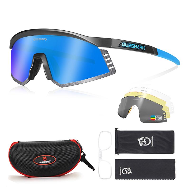 Queshark 4 линзы/набор, мужские и женские поляризационные солнцезащитные очки для велоспорта, спортивные MTB велосипедные очки, очки для езды на шоссейном велосипеде, очки QE58-01