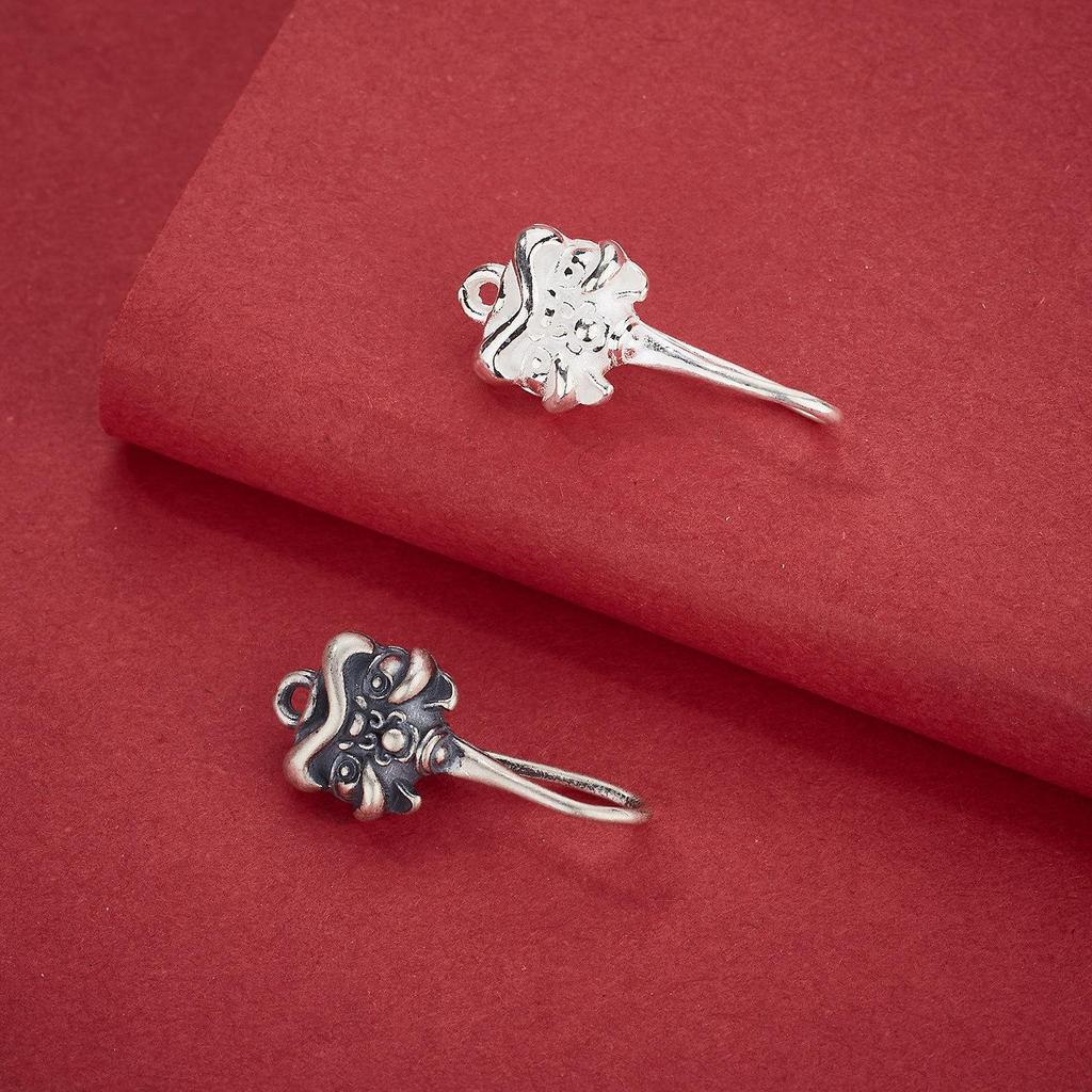 Серьги из стерлингового серебра S925 с изображением морды Пиксиу, с ушными крючками для подвесок-кисточек, Полуфабрикат для DIY