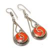 Natural Red Coral Gemstone Handmade Jewelry Earring 2.36" P8s86