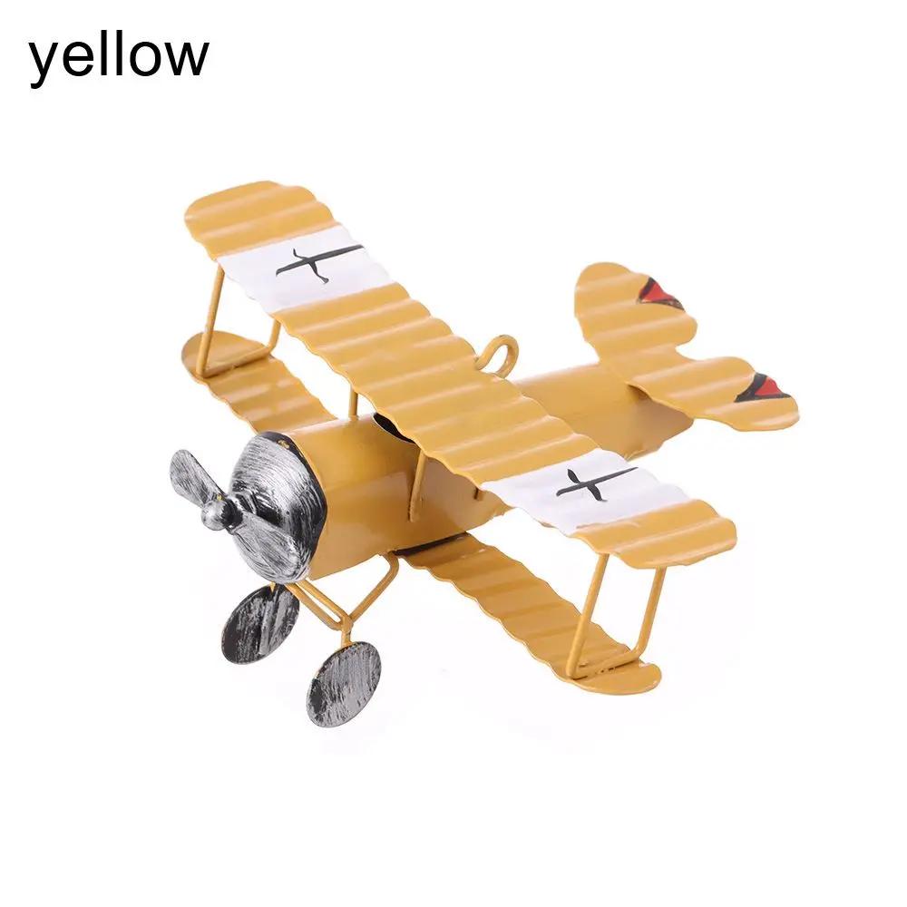 Figurines Tin Plane Wrought Iron Home Desktop Decoration Small Aircraft Model Ornaments Creative Car Interior Vintage