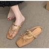Fashion New Style Fashion Low Heels Fishing Net Women Sandals Women Summer Hollow Soft Sole Comfortable Beach Baotou Roman Half Slippers