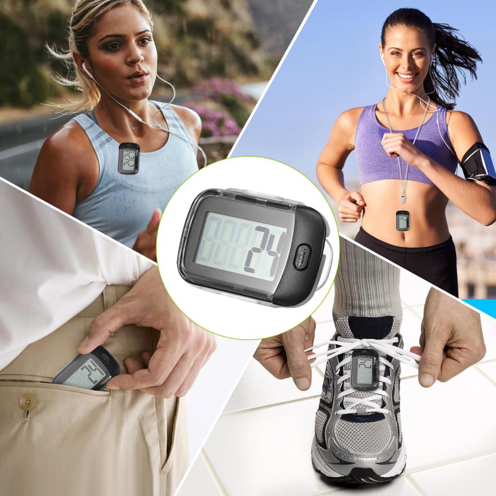 Frcolor Шагомер для пожилых людей, 3D-сенсор, Цифровой, Большой экран, Четкий дисплей, Компактный, Счетчик сожженных калорий, Для бега, ходьбы, Соревнований, Подъема по лестнице