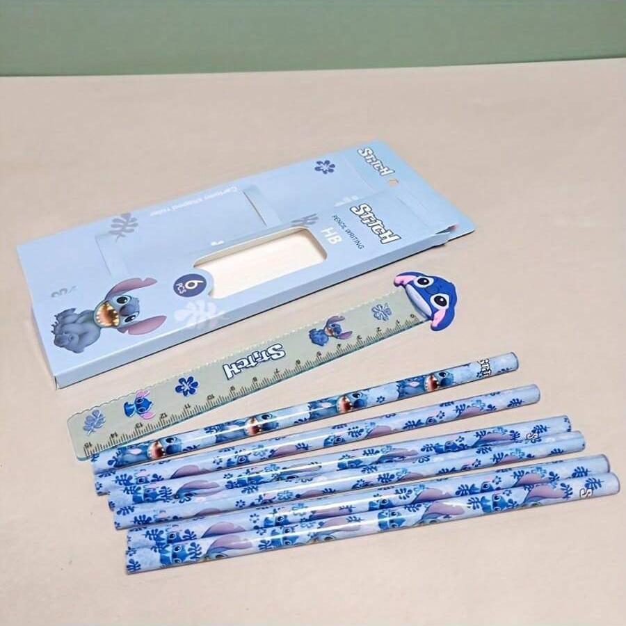 MINISO Набор деревянных карандашей HB с линейкой, студенческие офисные канцелярские принадлежности, подарок, коллекция фигурок-игрушек