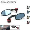 Pair 7/8"; 22mm Motorcycle Handlebar Bar End Mirrors Oval Blue Glasses Side Rear View Mirror Universal for Motocross Moto