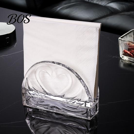 Office Desk Organizer Tissue Holder, Crystal Glass Modern Style, Durable Scratch-Resistant Embossed Texture Napkin Dispenser Organizer, for Restaurant