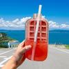 Curling Ice Cube Mold with One-Touch Release Flexible Ice Tray Portable Leak-Proof Water Bottle for Gym Travel Outdoor