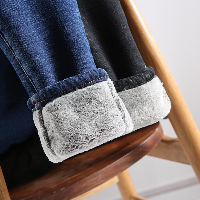 Женские джинсы из утолщенного флиса, с высокой посадкой, облегающие, универсальная верхняя одежда, зимние, эластичные, облегающие брюки, удобные, осенне-зимние