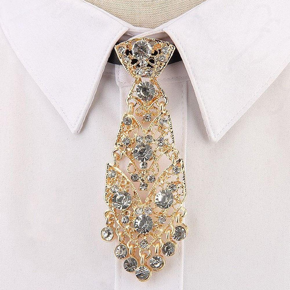 Style Wedding Tie Men Ties Formal Business Ties Women Necktie Metal Rhinestone Necktie