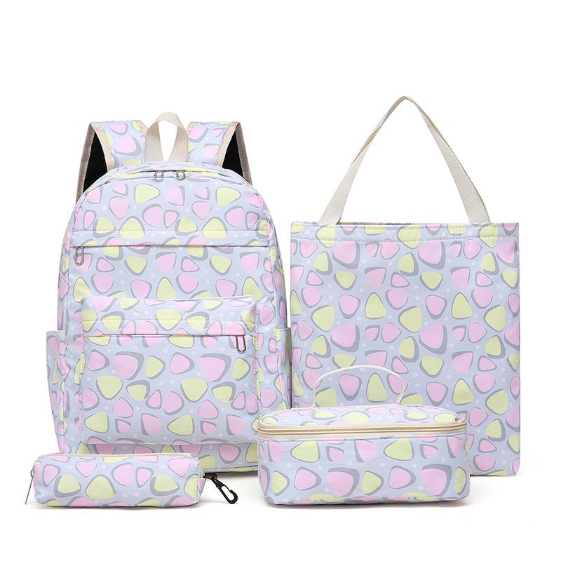 4-Piece School Backpack Set Lightweight Large Capacity Student Bookbag with Lunch Bag Pencil Case Tutorial Tote for Kids Teens