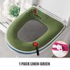 Breathable Linen Toilet Seat Cover Household Summer Waterproof Zipper Toilet Seats Pad Cute Embroieded Bathroom Lid Cover Mat Cloth Toilet Pads