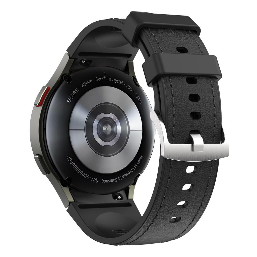 Ремешок для Samsung Galaxy Watch7/Watch6/Watch 5/Watch4 Силиконовый+Кожаный Регулируемый Браслет