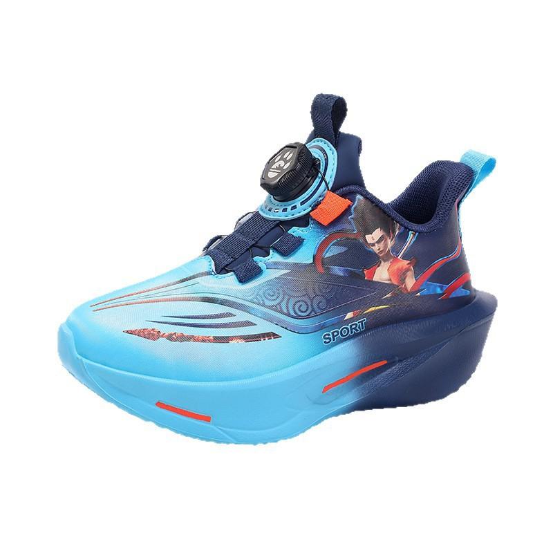 Boys Lightweight Running Shoes Kids Ages 7-16 Soft Sole Breathable Sport Sneakers With Rotating Buckle Synthetic
