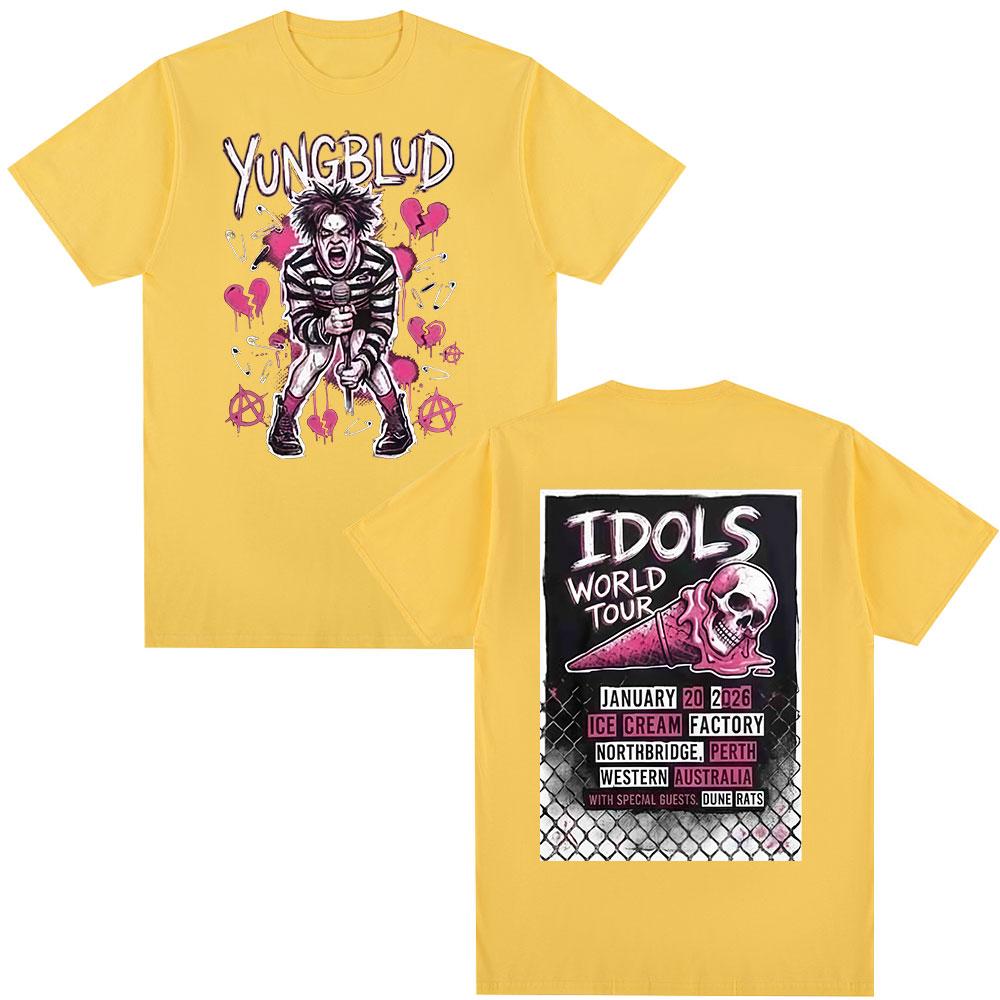Певец Yungblud IDOLS Мировой Тур Футболки Унисекс Одежда Мода Короткий Рукав Футболка Хлопок Лето Оверсайз Футболка Топы