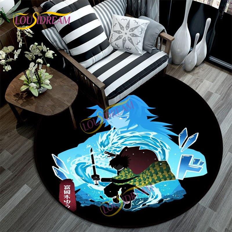 Коврик «Убийца демонов», 3D-печатный мультяшный напольный круглый коврик, коврик для стула для детской комнаты, украшение дома, моющийся ковер.