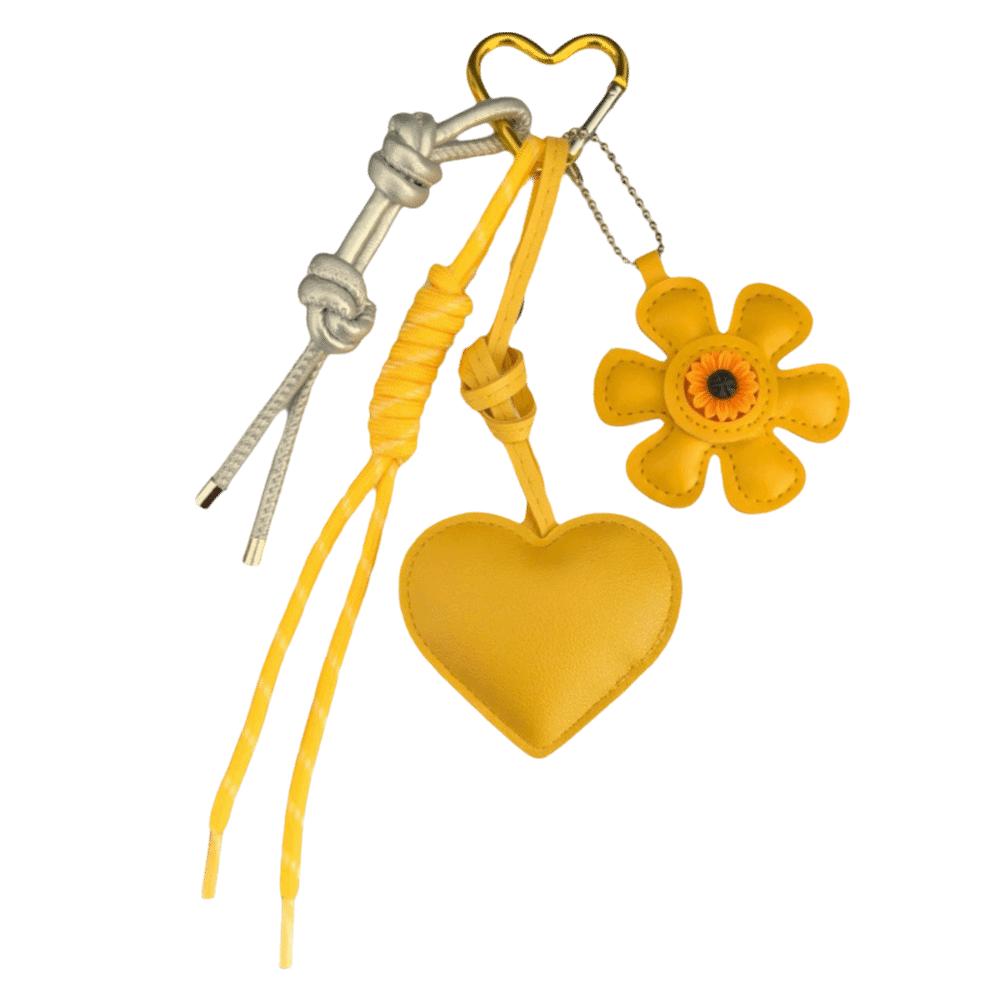 Sunflower Flower Heart Keychain Vintage Bag Ornament Fashion Bag Hanging Keys