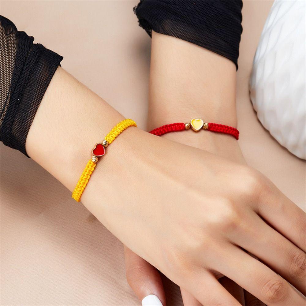 Contrasting Colors Heart Shape Bracelet Love Fortune Bracelet Heart Couple Bracelet  Friendship