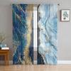 Abstraction Blue Marble Sheer Voile Window Curtains Tulle Curtains Living Room Balcony Decoration Drapes