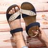 Foreign trade large size flat-bottomed cool slippers women's 2025 new low-heeled one-word drag casual open-toe women's slippers