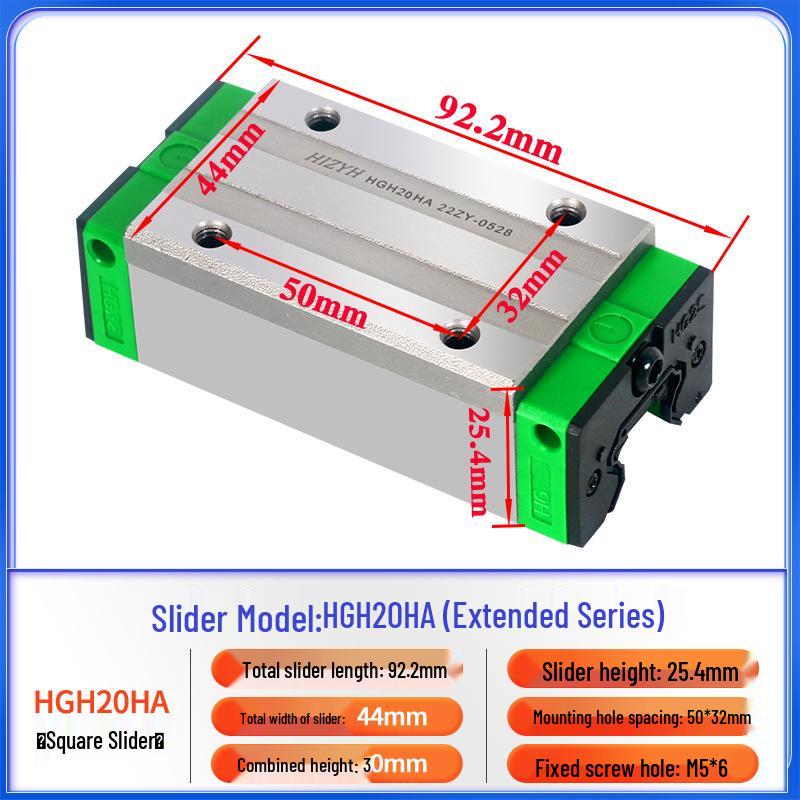 HGH20HA/HGH25HA/HGH30HA Self-Aligning Square Linear Guide Rail Slider