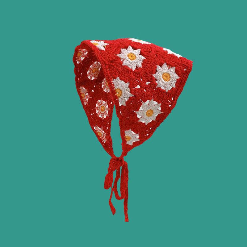 Модная вязаная косынка для прогулок, милый и очаровательный стиль, вязаная вручную повязка на голову, женские аксессуары для волос, треугольный платок для волос