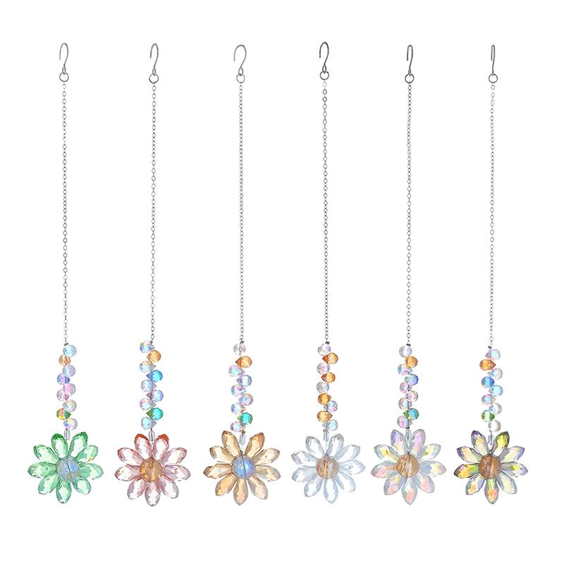 6 шт. Подвесные украшения в виде ловца солнца в виде подсолнуха, производитель радуги, ловец солнца для внутренних окон, садовые декоративные подарки