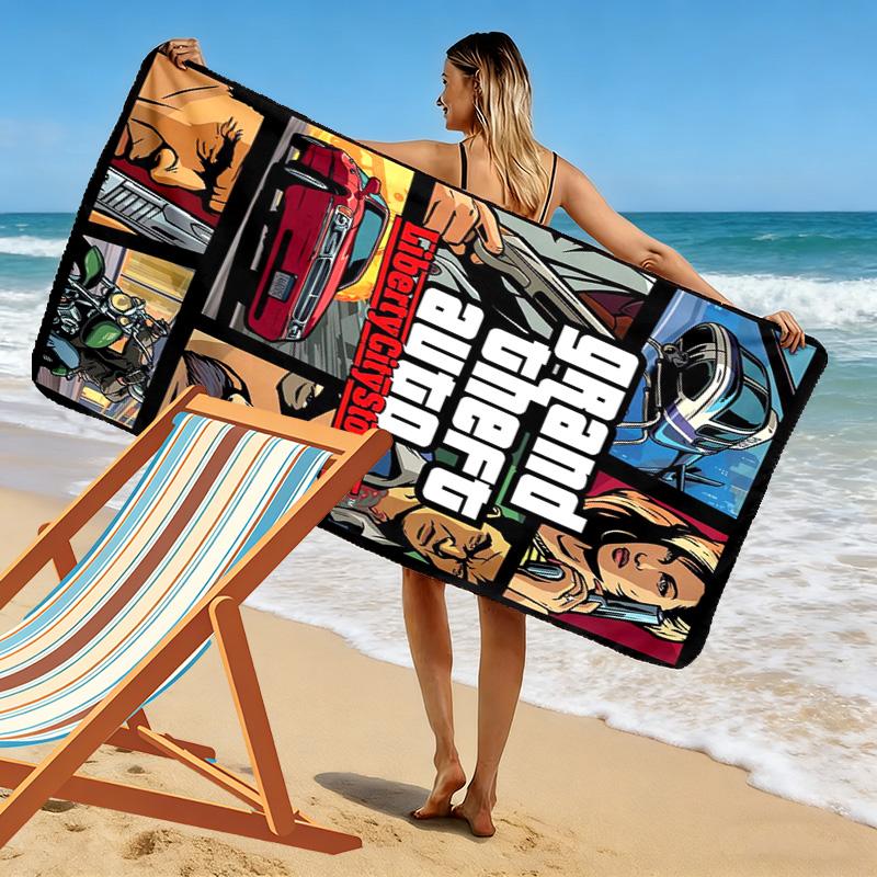 Grand Theft Auto V: Adventure Awaits beach towel Beach towel for vacation photos Outdoor camping Outdoor pool towel quick-drying swim towel swim