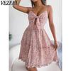 Women's Fashion Summer Spring Flower Pattern Print Sleeveless V-Neck High Waist Casual Dresses