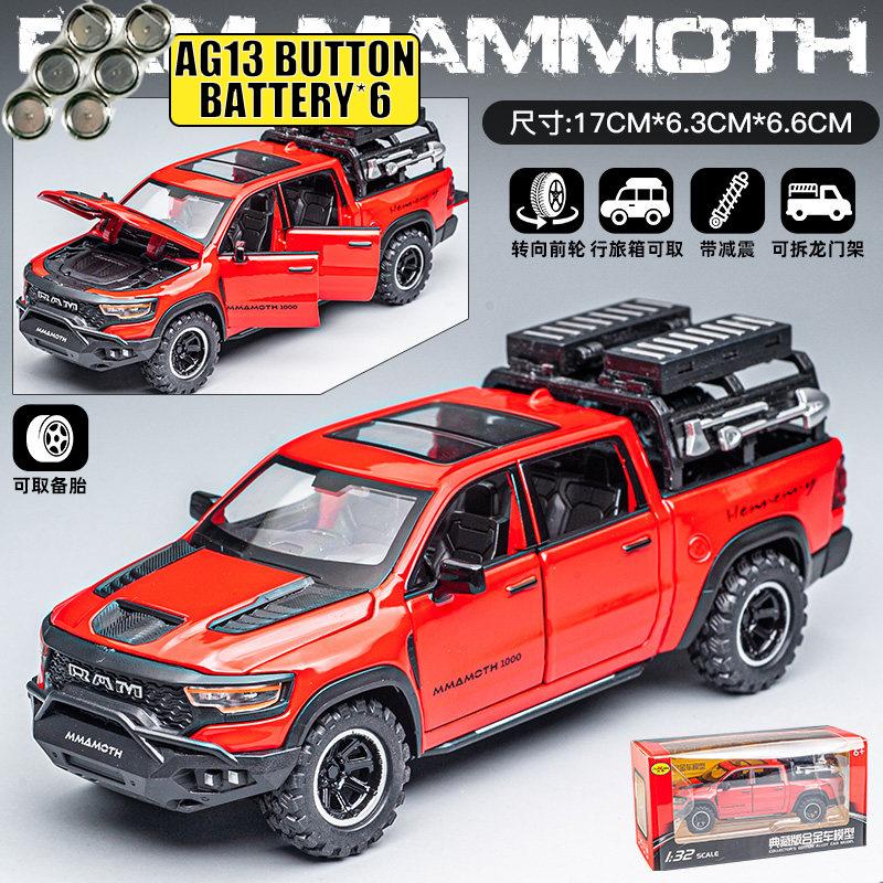1:32 Dodge RAM Mammoth 1000 Hennessey Внедорожный пикап Металлический сплав Литая модель автомобиля Симуляция Транспортное средство Домашний Модный Подарок