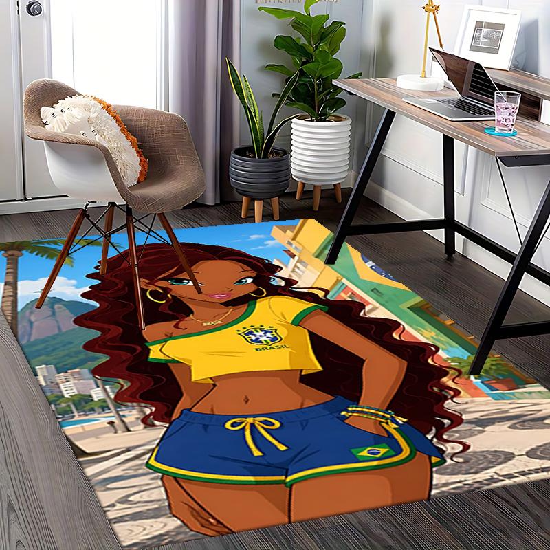 1pc Brazilian Beach Vibes Carpet Rug for Bedroom Living Room Decor Sofa Home Game Area Rug Non-slip Floor Mat. D72201196
