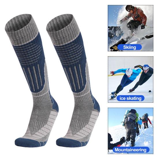 1 пара тепловых лыжных носков до колена, нескользящие манжеты, дышащие, износостойкие, влагоотводящие, спортивные носки для сноуборда