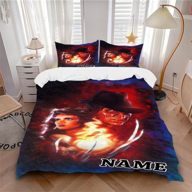 Custom Textile Nightmare Icon Bedding 3 Piece Set HD Print Duvet Cover Pillowcases for Teens Adult Bedroom Decoration