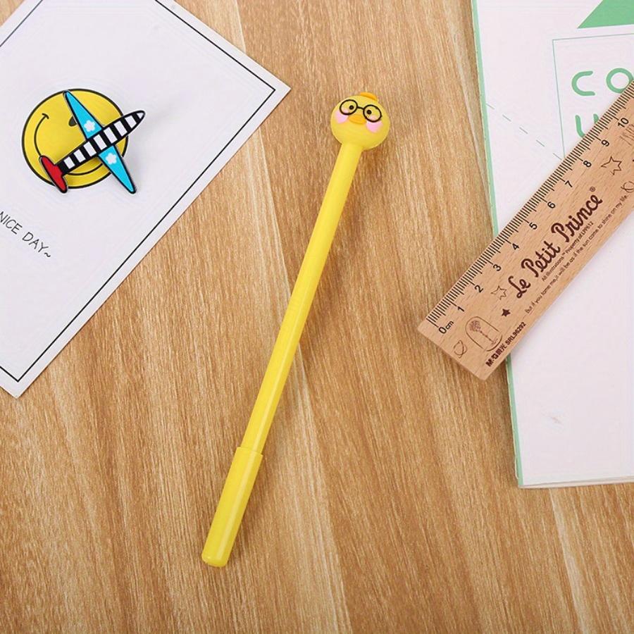 Back To School Season 10pcs 0.5mm Creative Cartoon Silicone Head Duck Gel Pen Fresh Office Signature Pen Cute Learning Stationery Water-based Pen